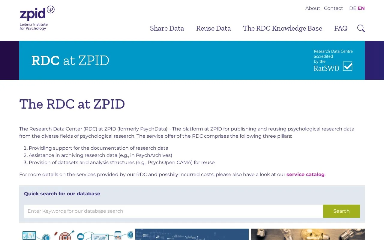 RDC at ZPID homepage screenshot