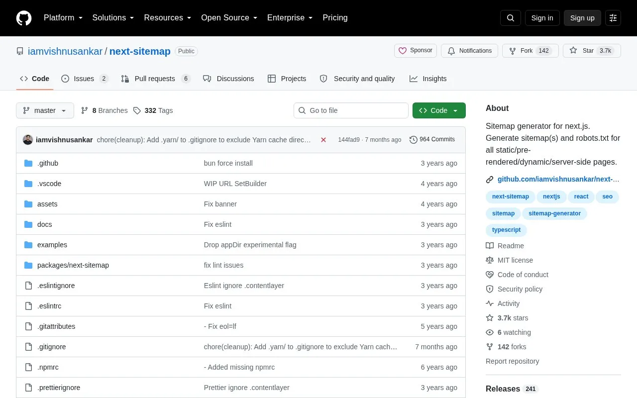 next-sitemap homepage screenshot