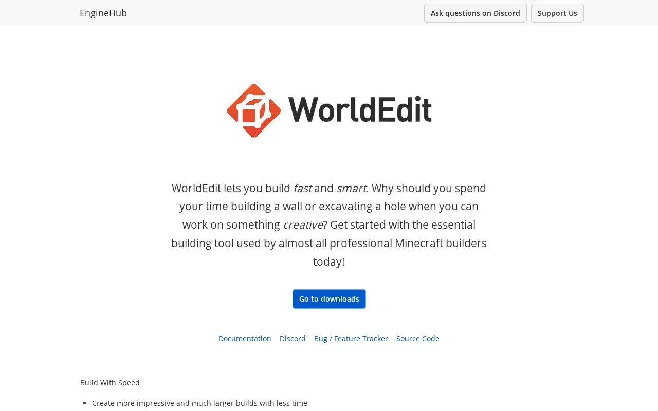 WorldEdit homepage screenshot