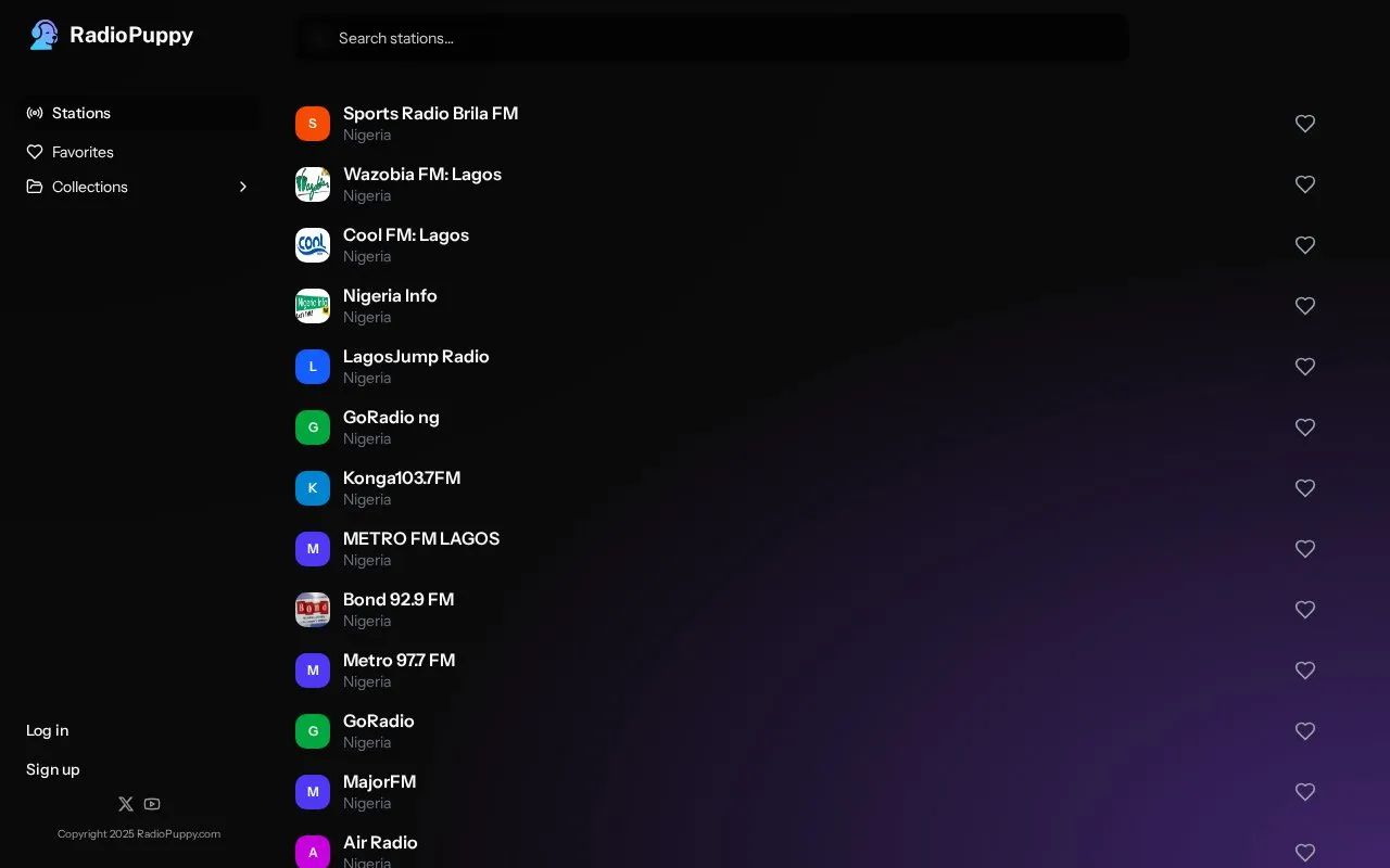 RadioPuppy homepage screenshot