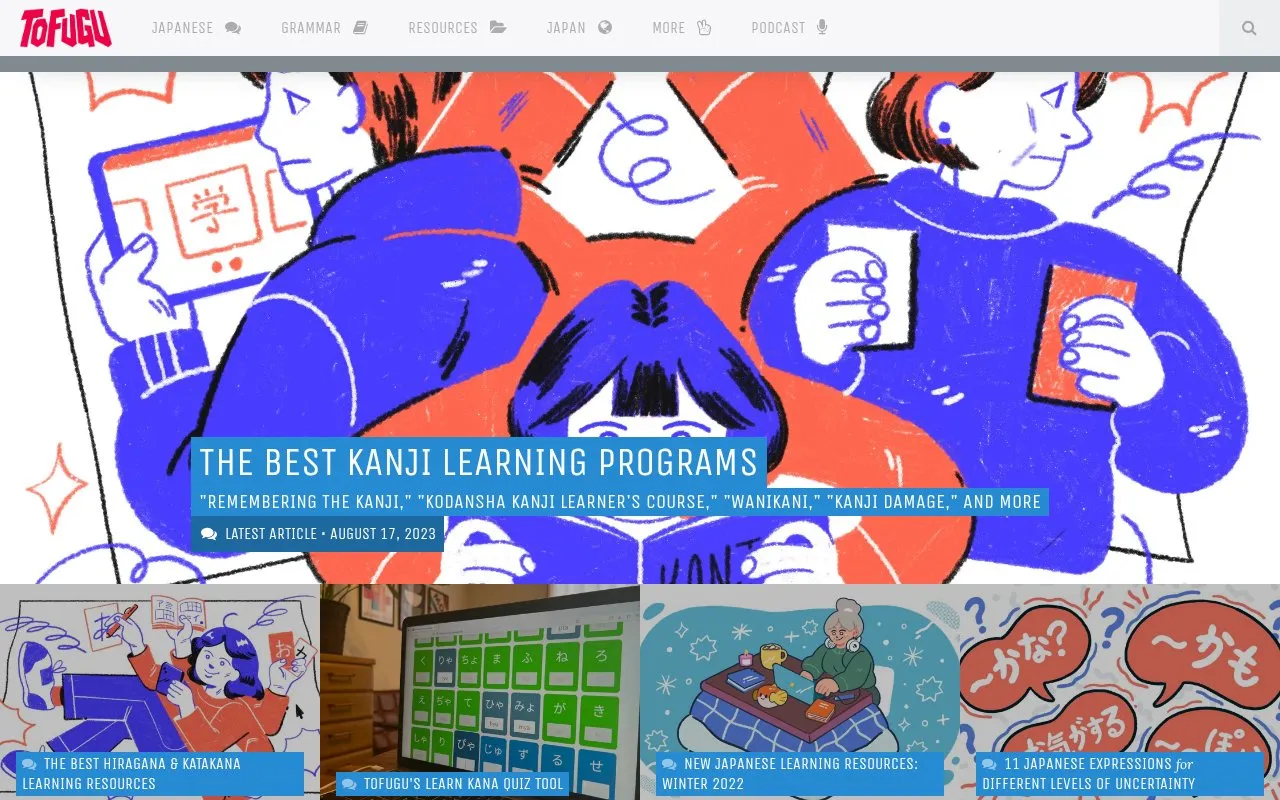 Tofugu homepage screenshot