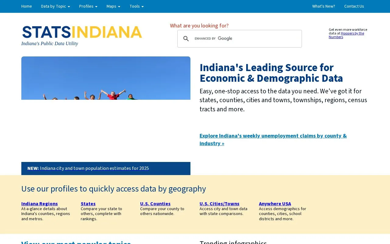 StatsIndiana homepage screenshot
