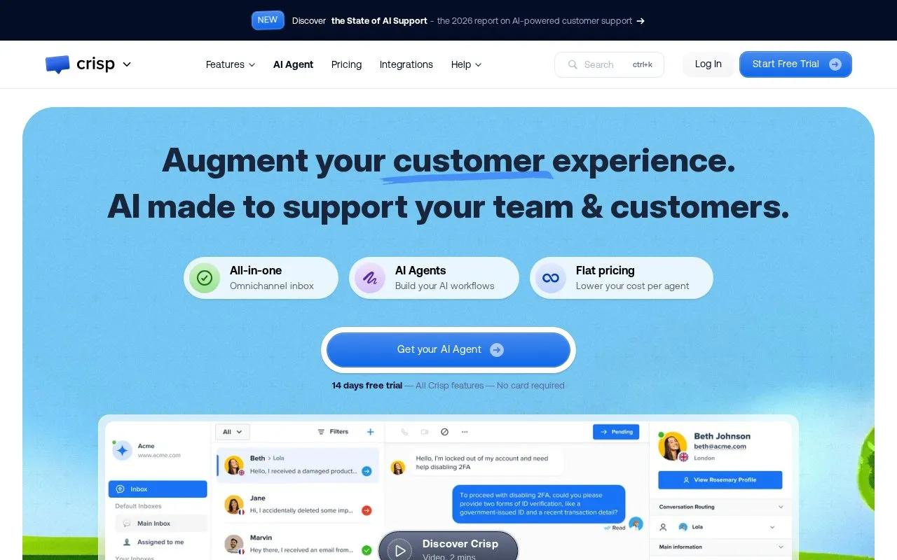Crisp homepage screenshot