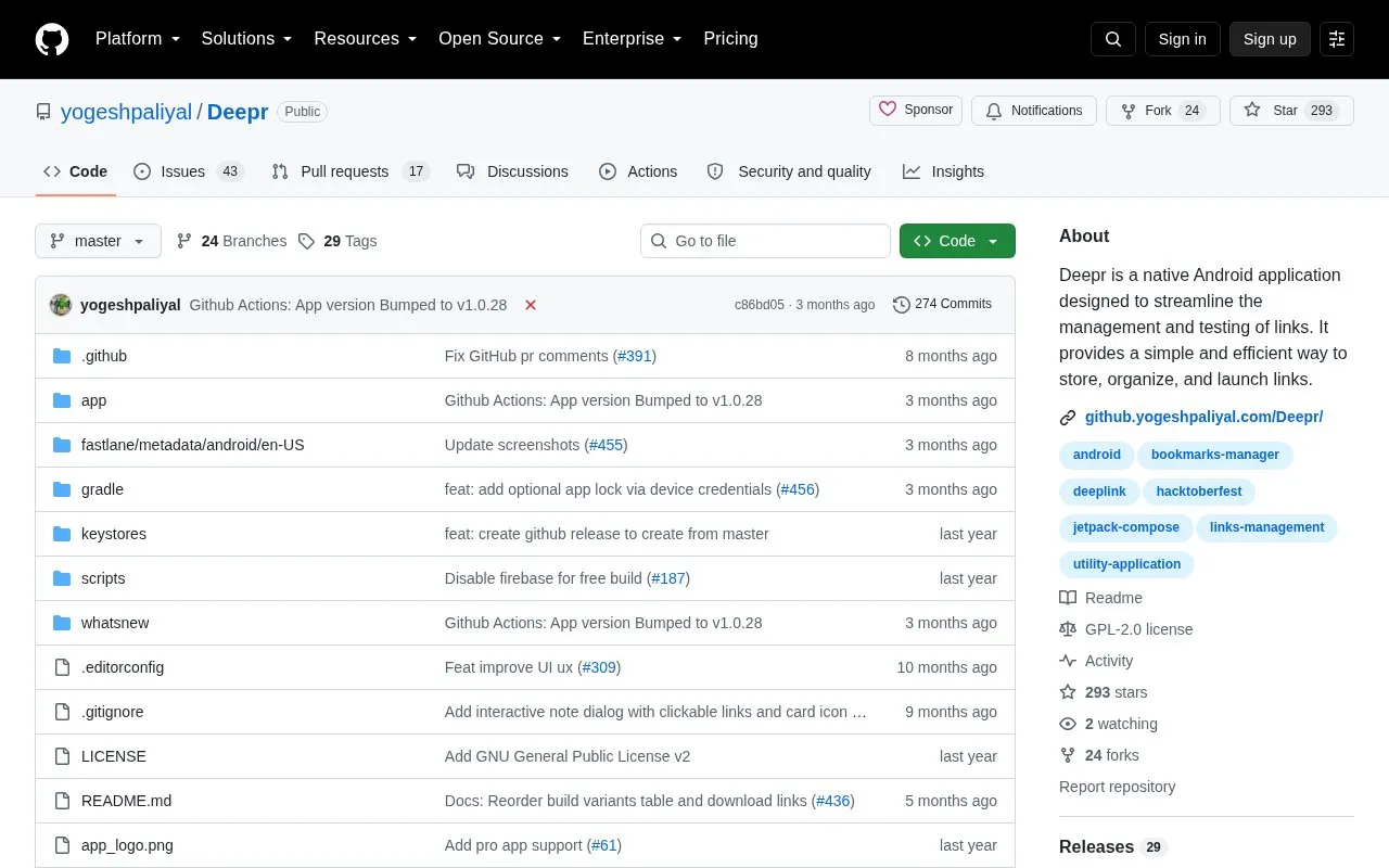 Deepr homepage screenshot