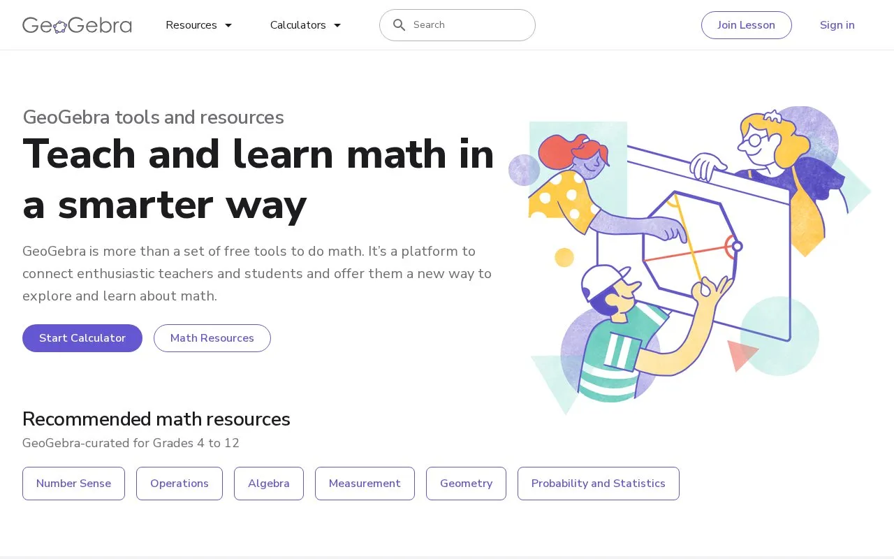 GeoGebra homepage screenshot