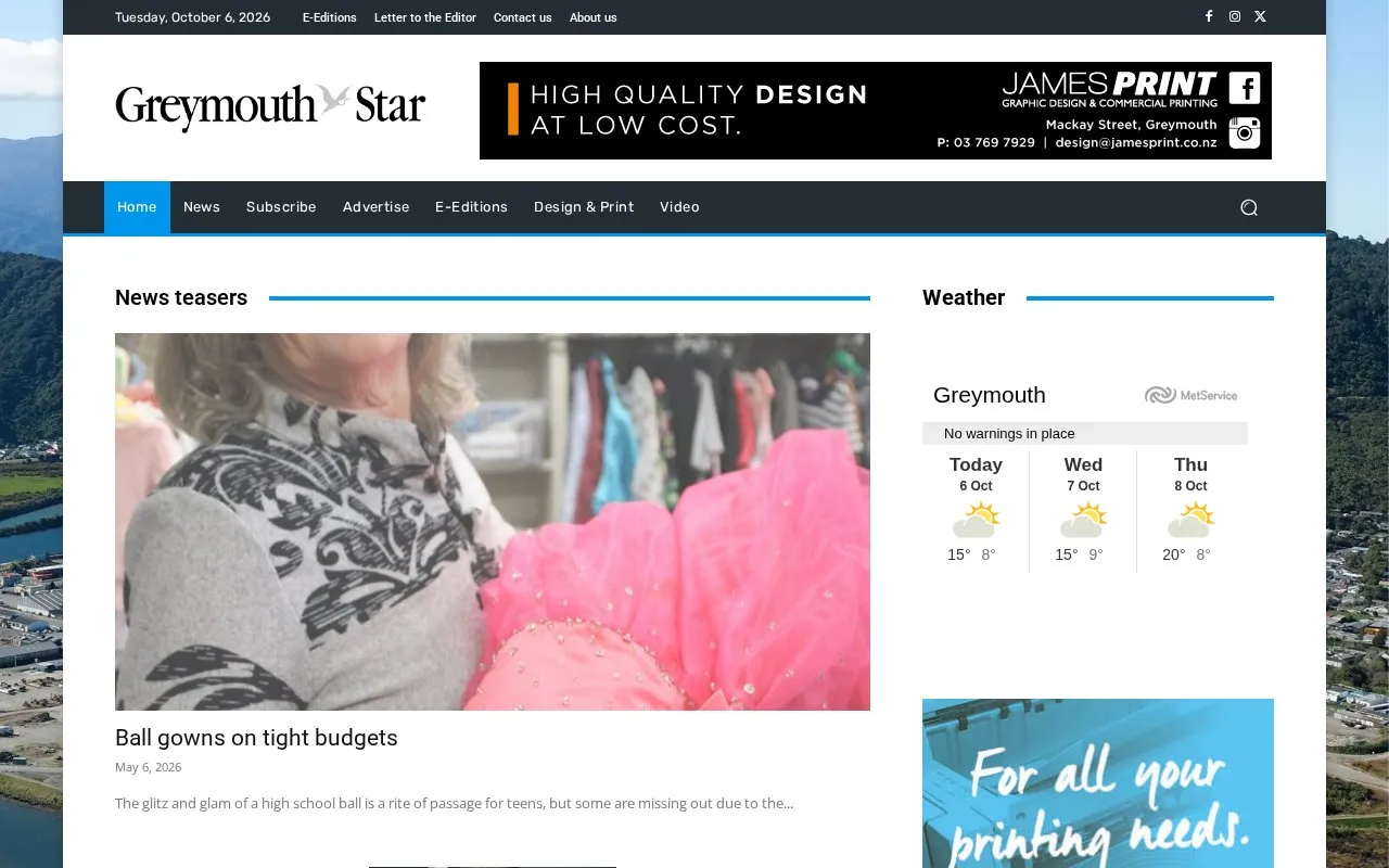 Greymouth Star homepage screenshot