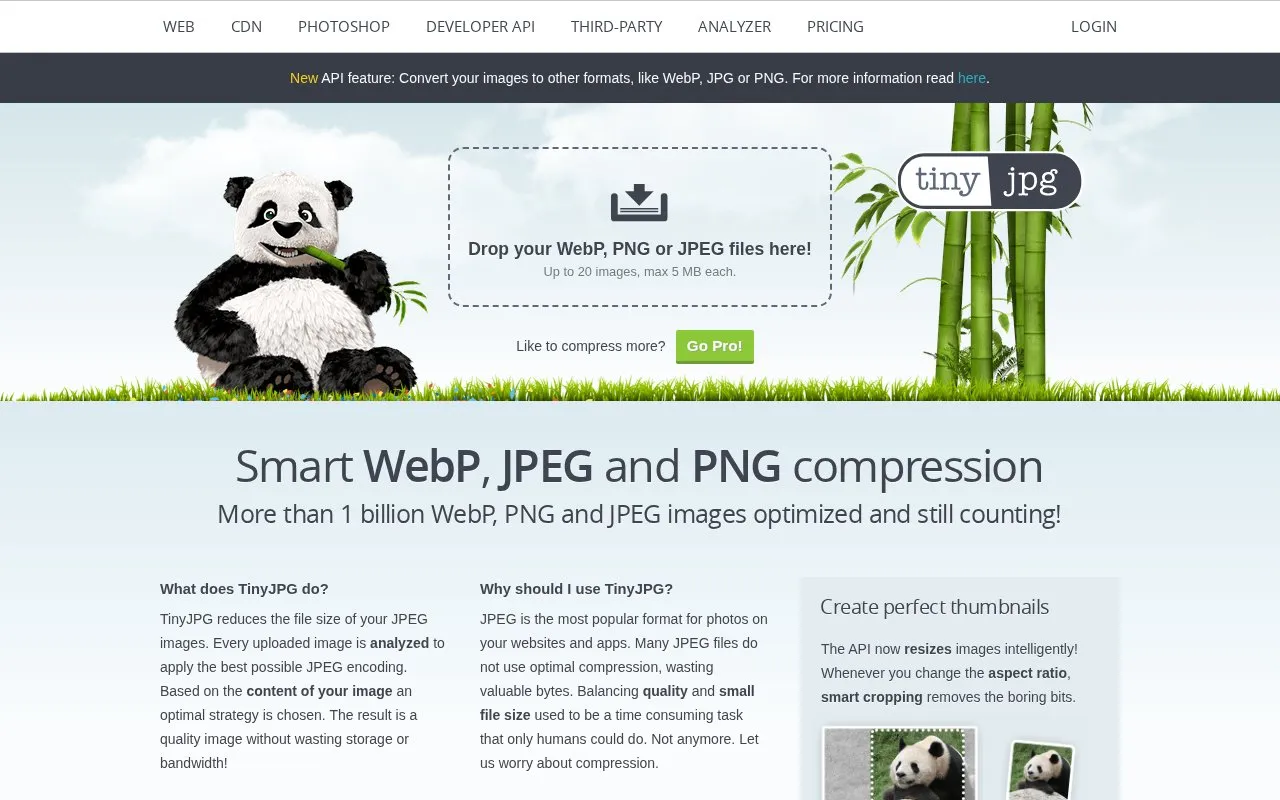 TinyJPG homepage screenshot