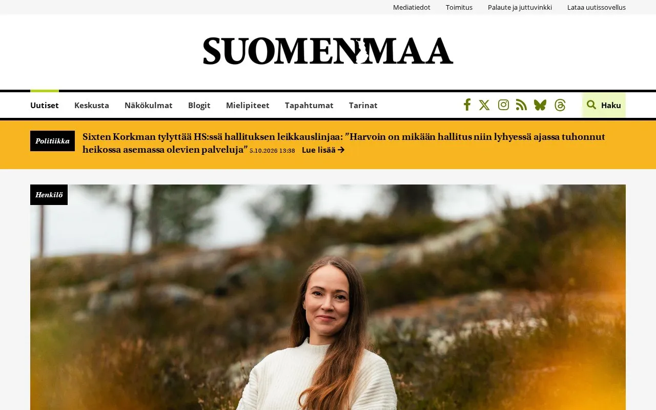 Suomenmaa homepage screenshot