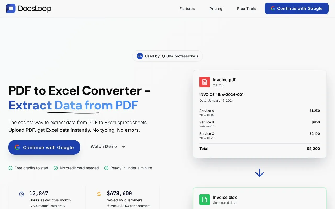 DocsLoop homepage screenshot