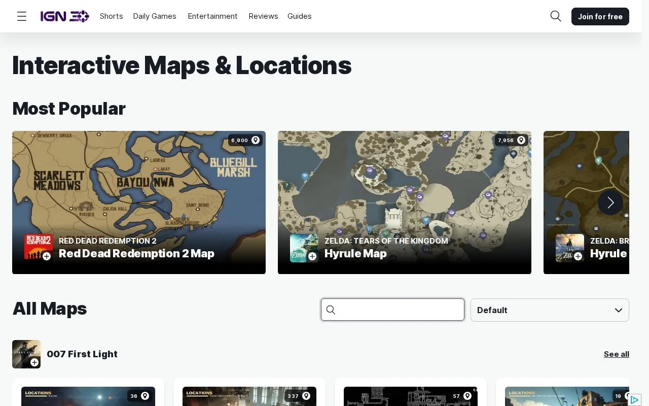 IGN Maps homepage screenshot