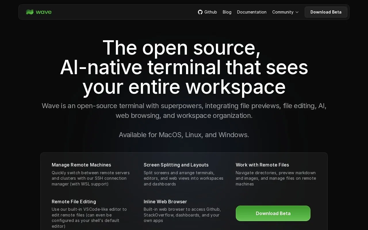 Wave homepage screenshot