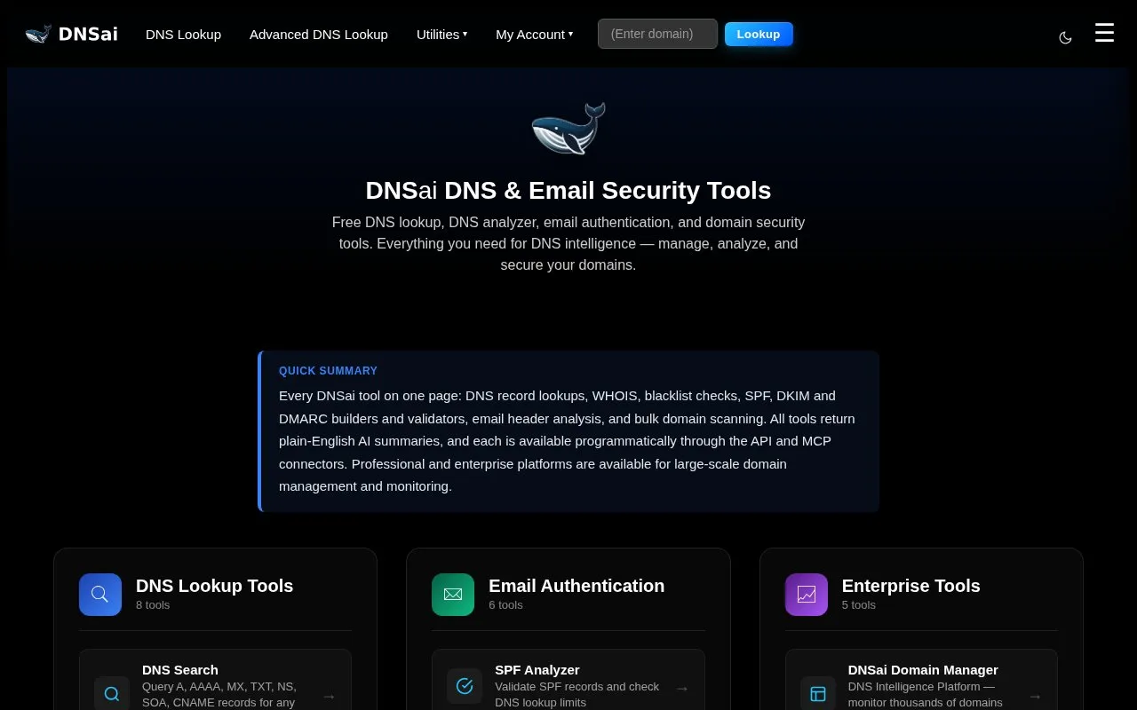DNSai homepage screenshot