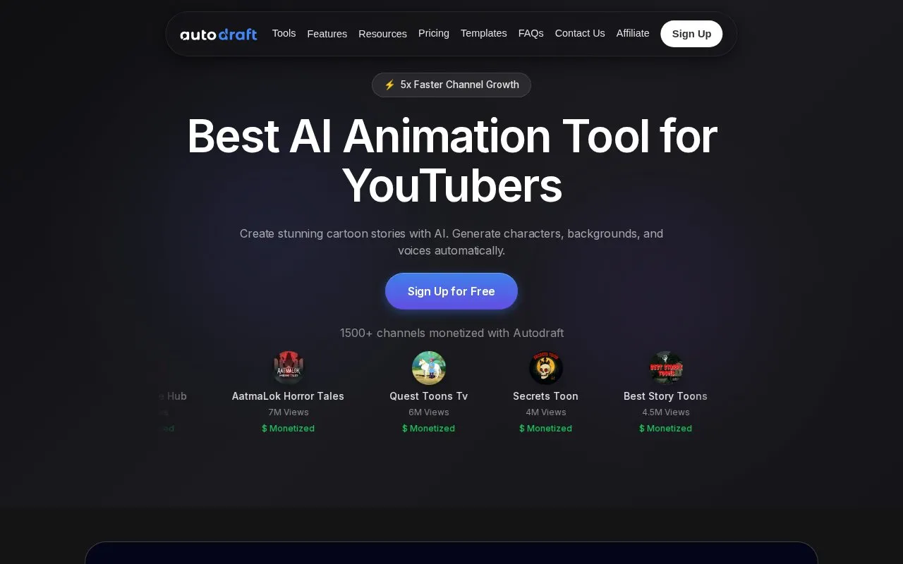 Autodraft homepage screenshot