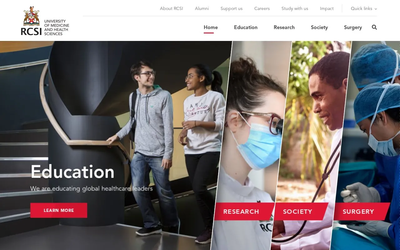Royal College of Surgeons in Ireland homepage screenshot