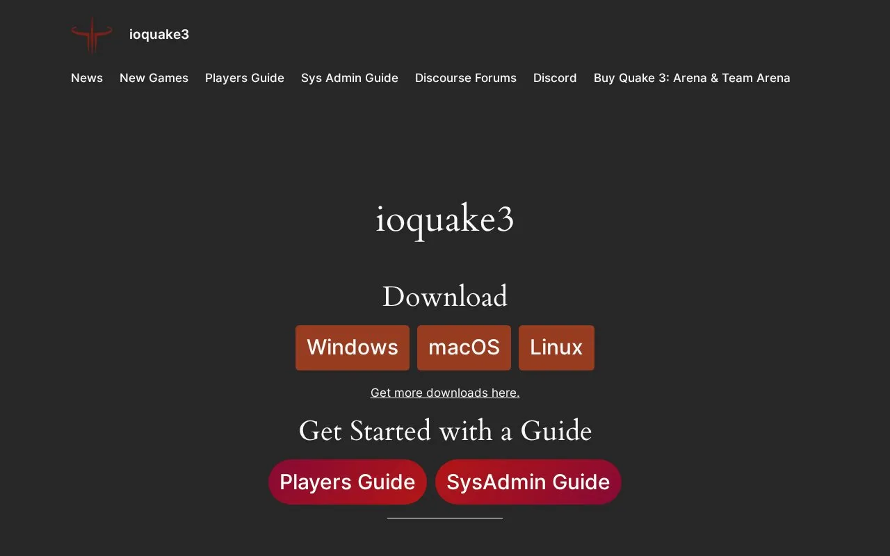 ioquake3 homepage screenshot