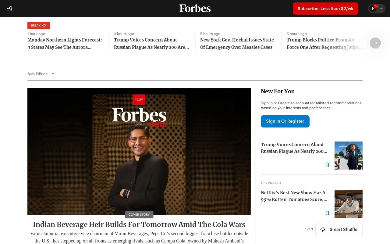 Forbes homepage screenshot