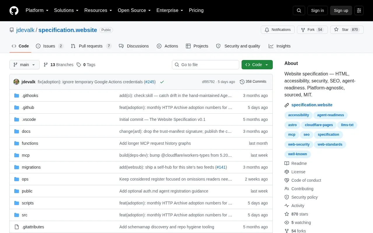 specification.website homepage screenshot