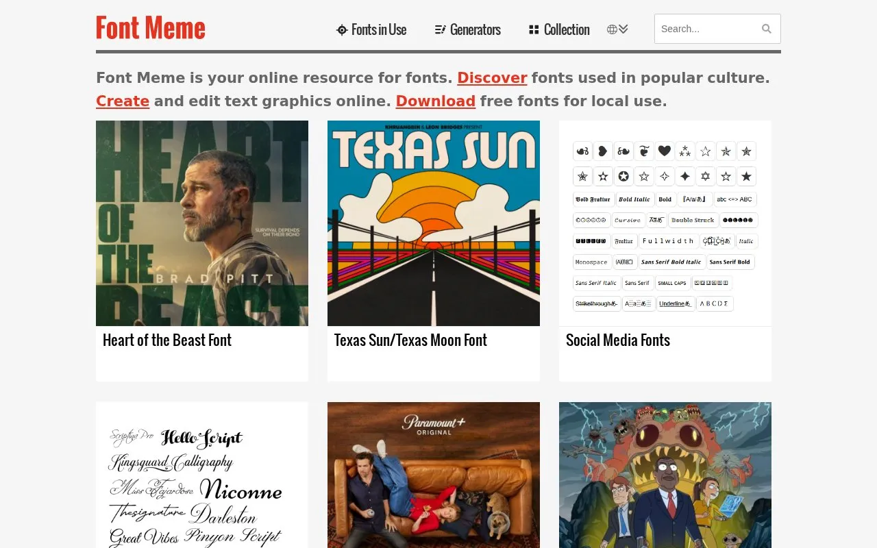 Font Meme homepage screenshot