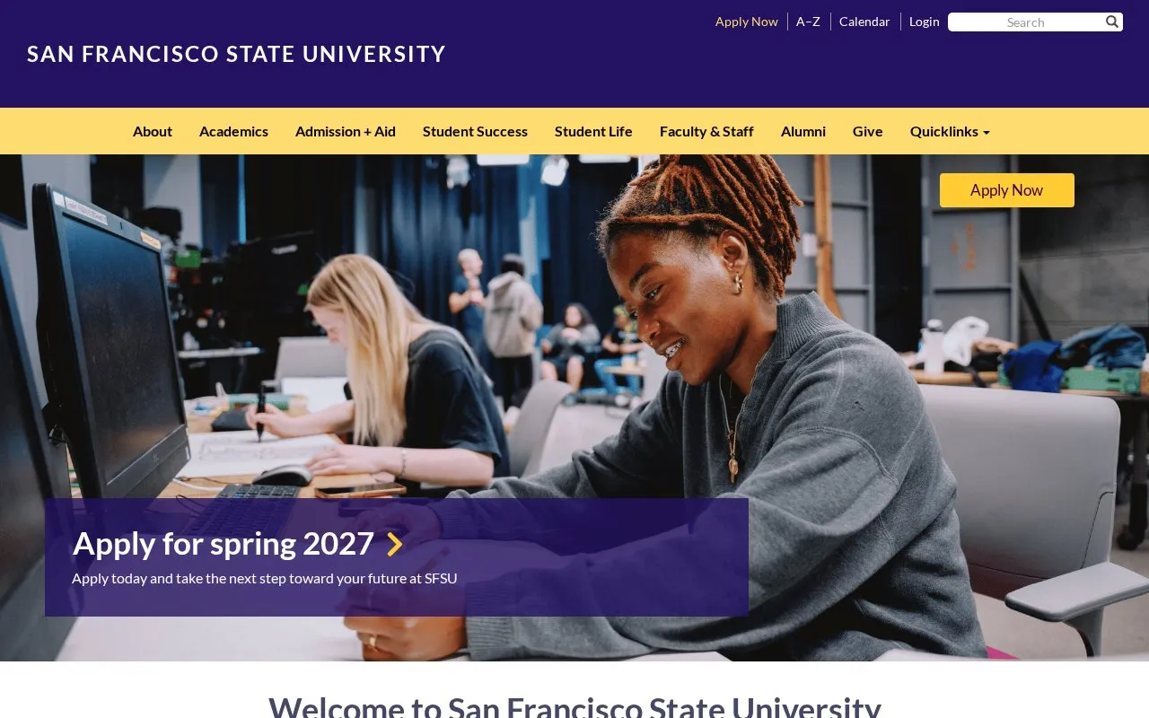 San Francisco State University homepage screenshot