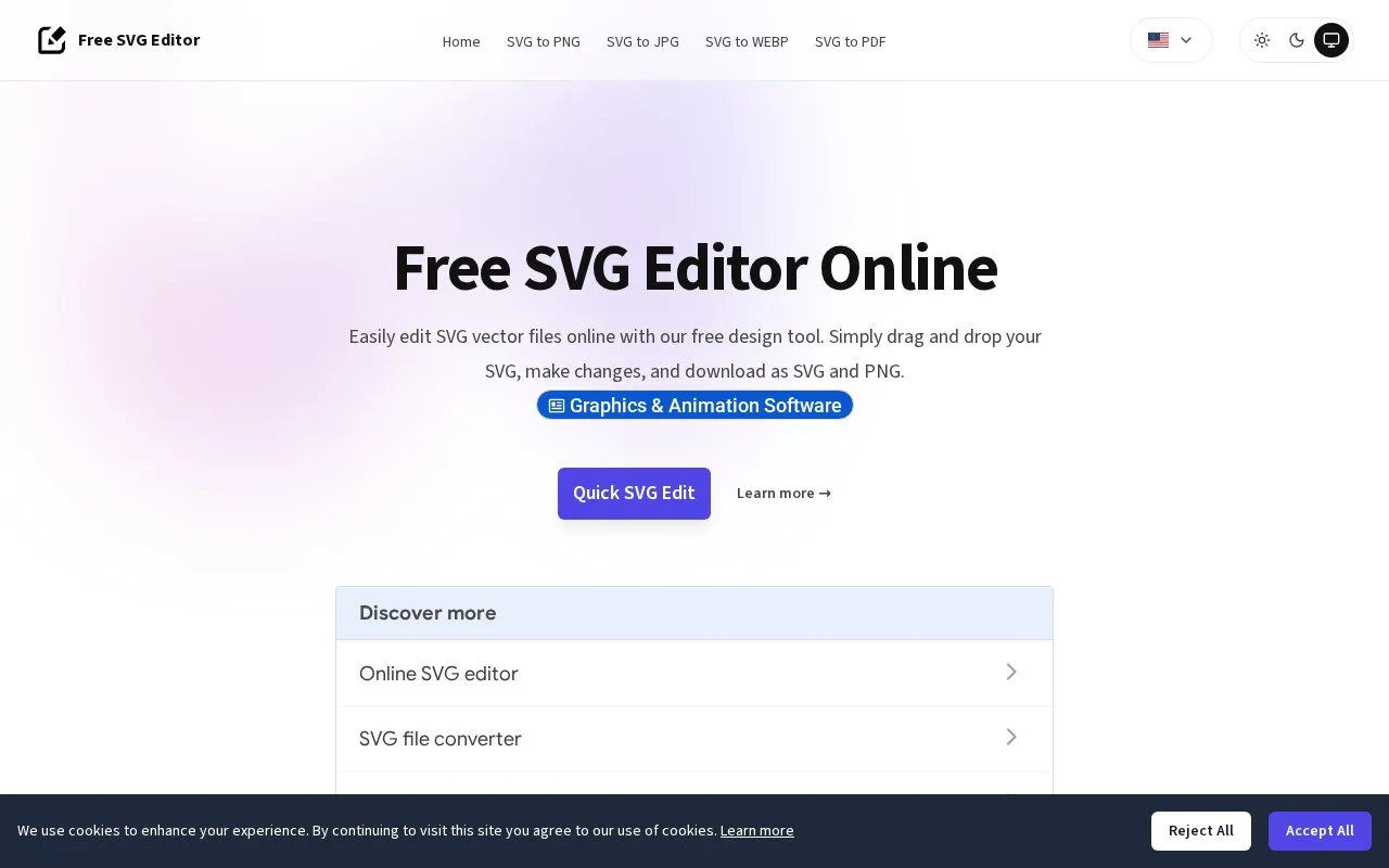 FreeSVGEditor homepage screenshot