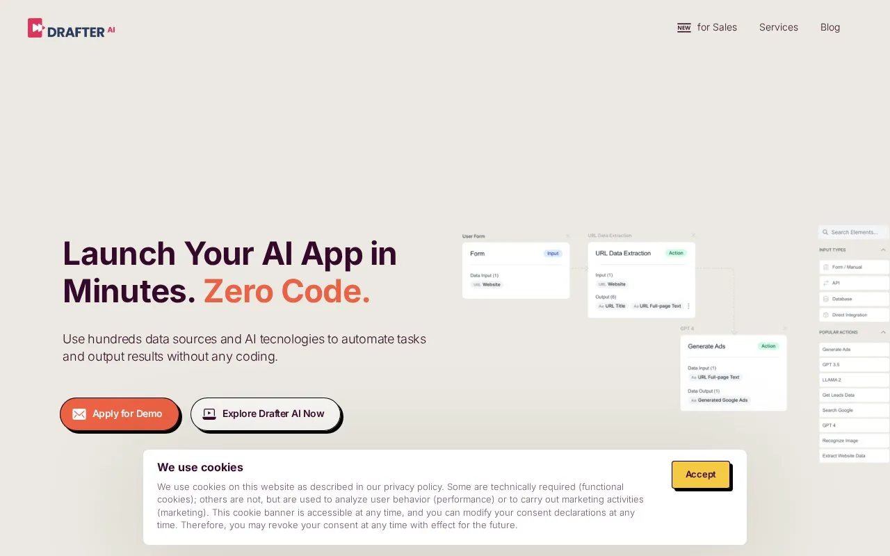Drafter homepage screenshot