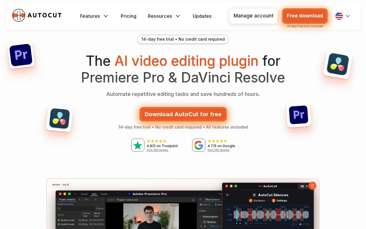 AutoCut homepage screenshot