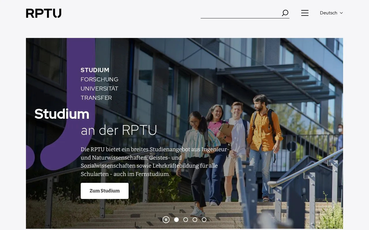 Rheinland-Pfalzische Technische Universitat Kaiserslautern-Landau homepage screenshot