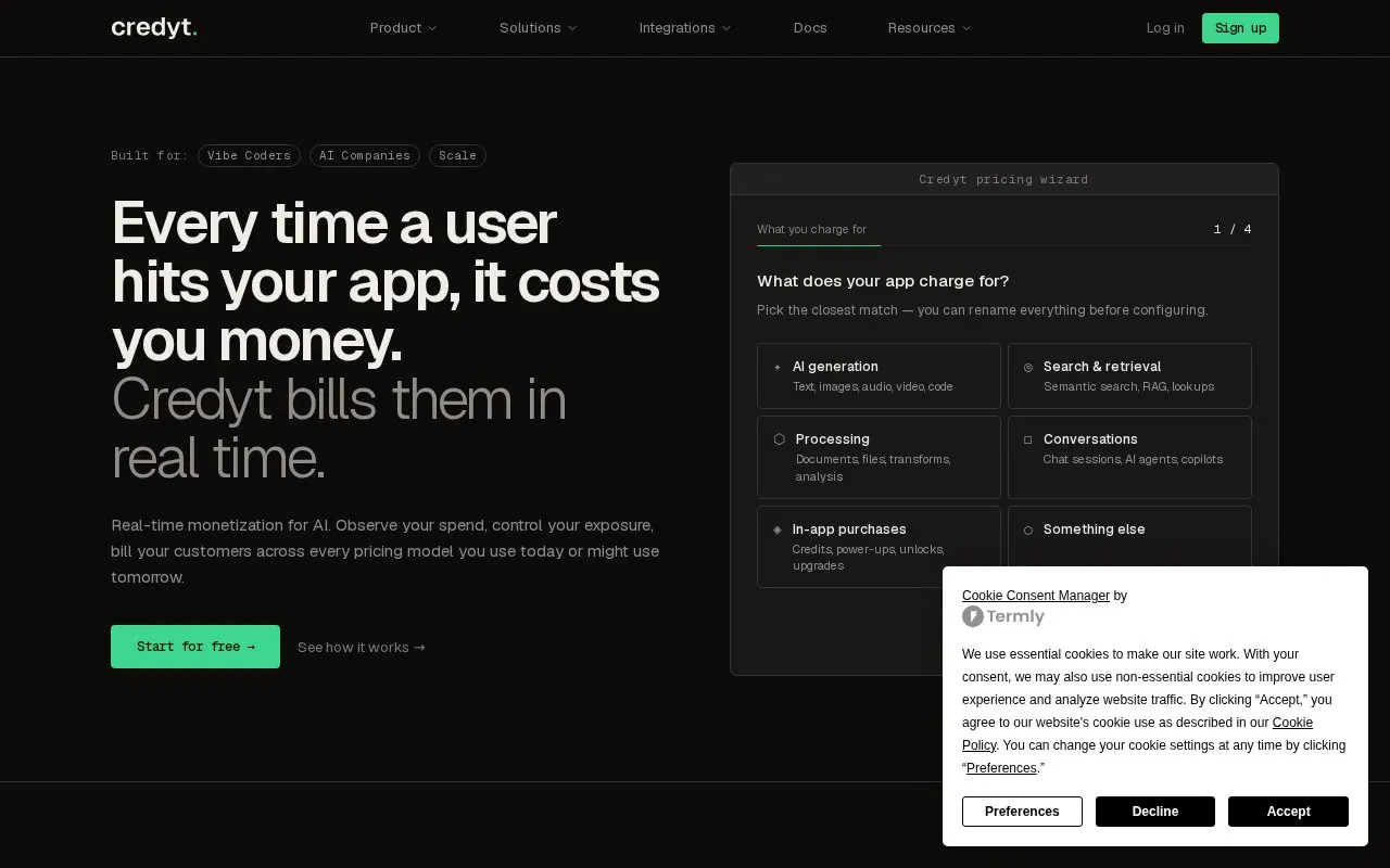 Credyt homepage screenshot