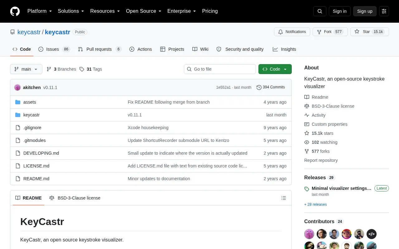 KeyCastr homepage screenshot