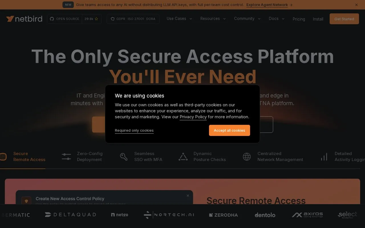 NetBird homepage screenshot