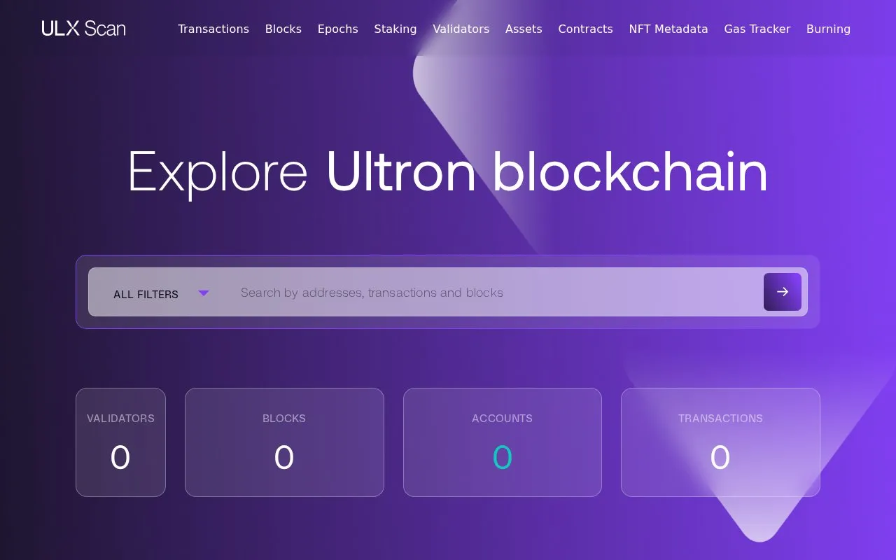 Ultron Mainnet — Ultron Explorer homepage screenshot