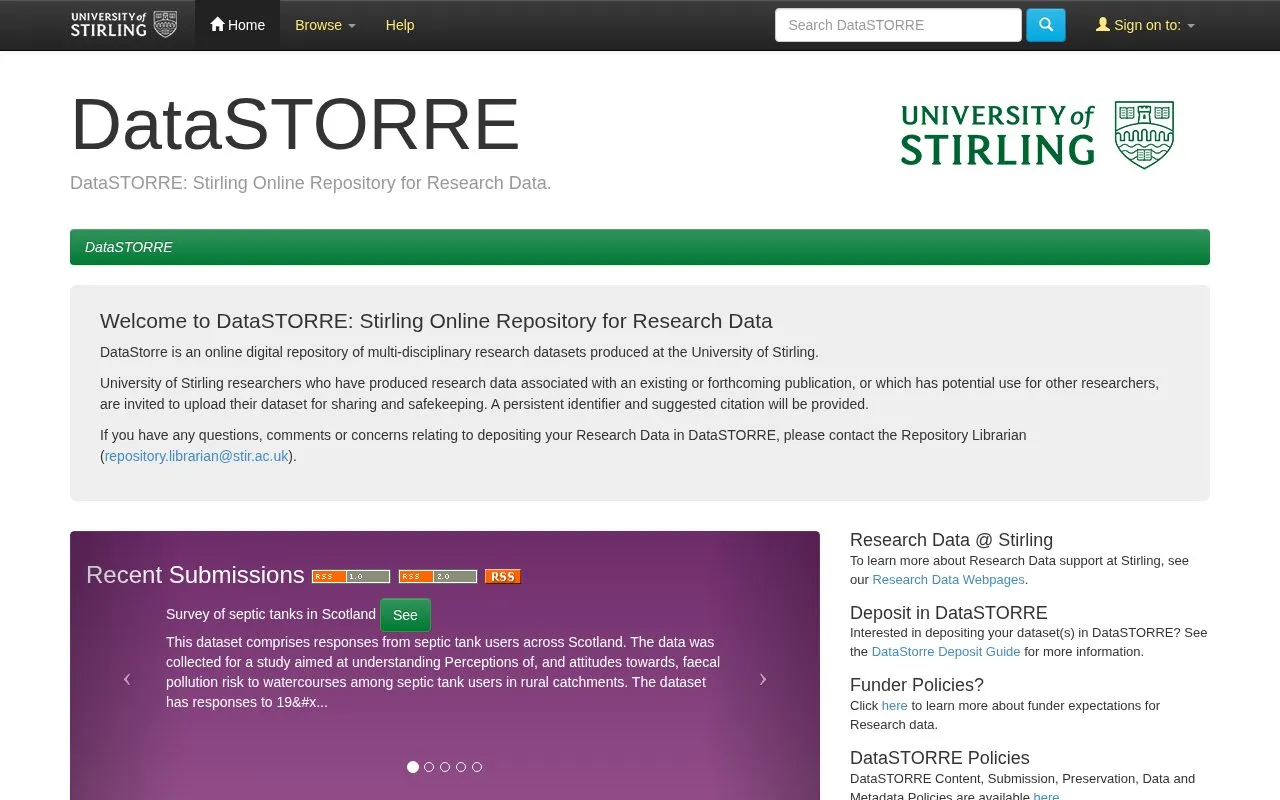 DataSTORRE homepage screenshot
