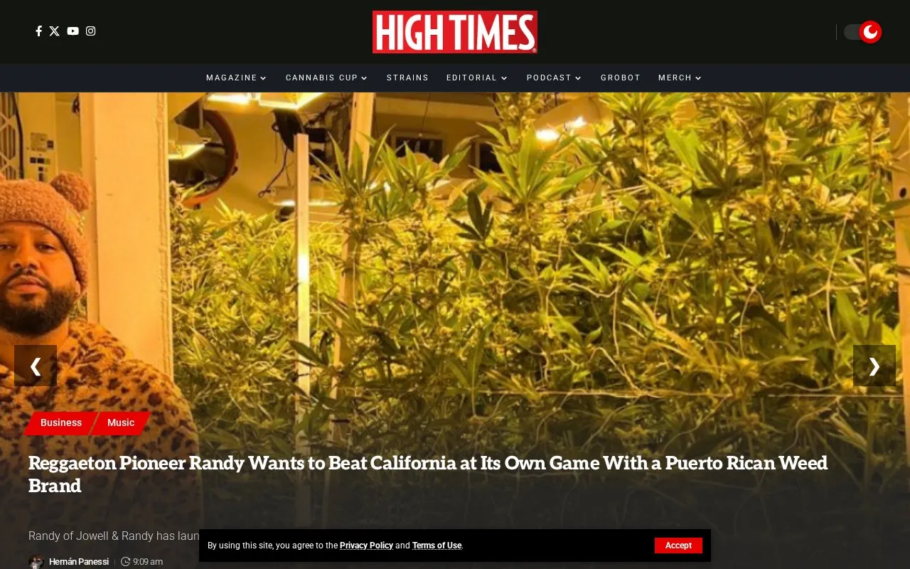 High Times homepage screenshot