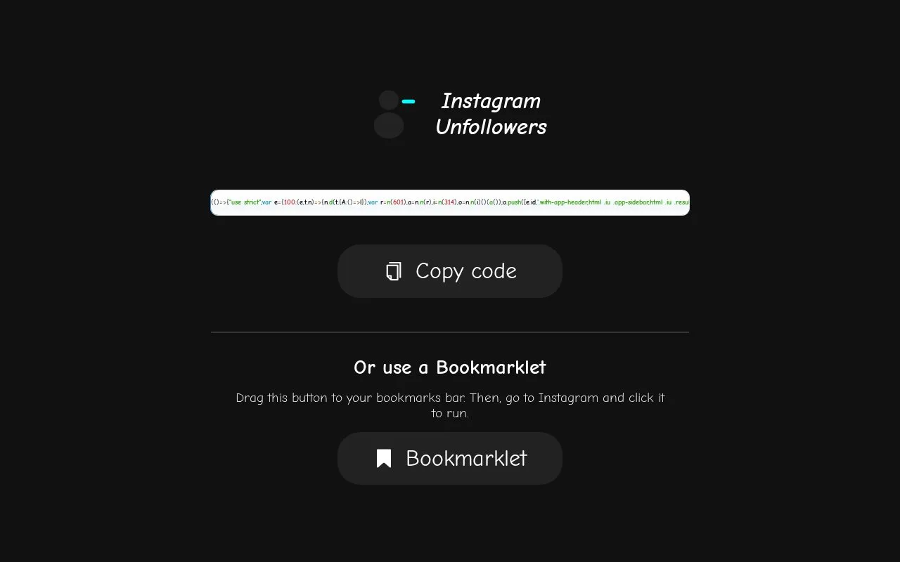 InstagramUnfollowers homepage screenshot