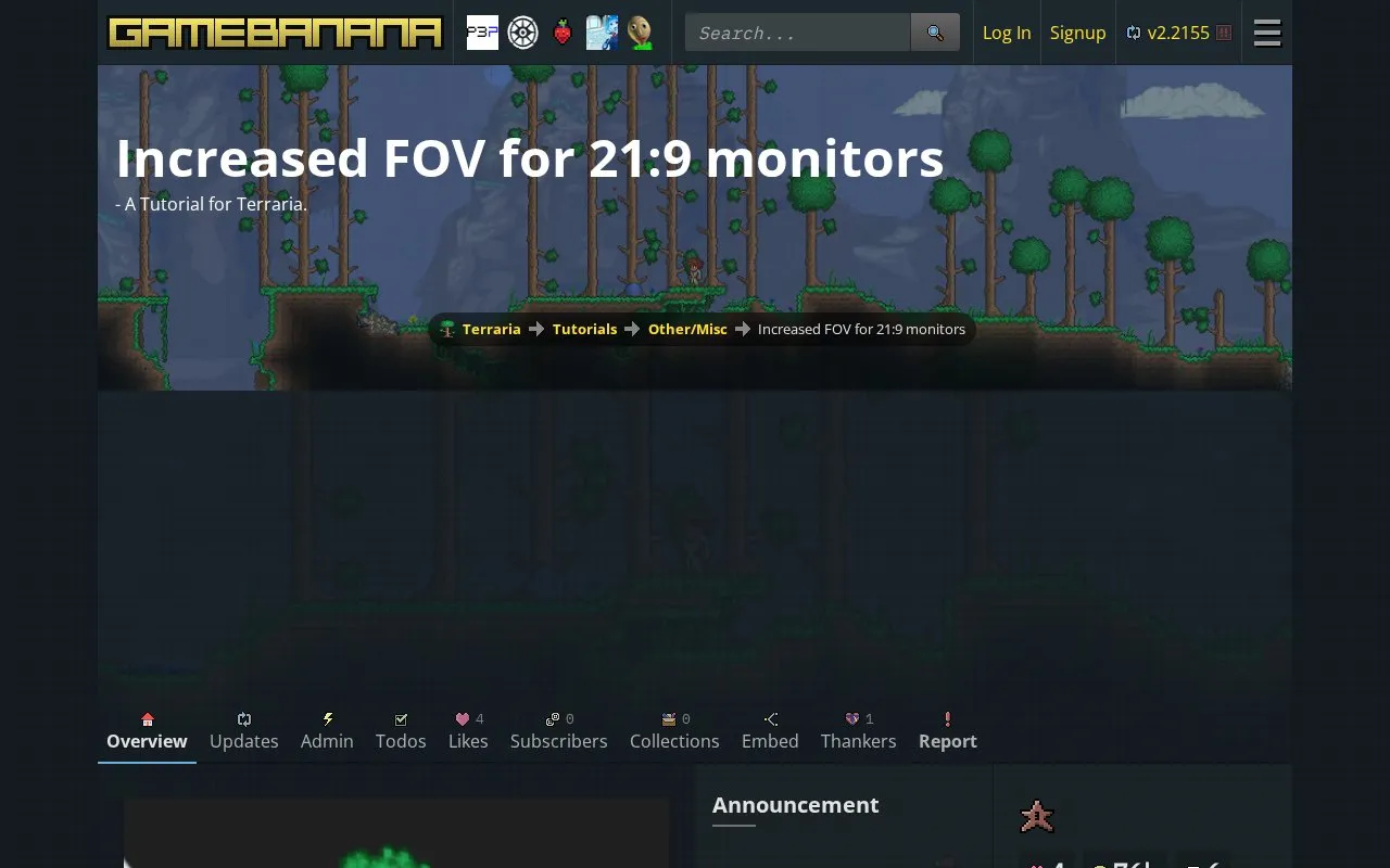 Increased FOV homepage screenshot