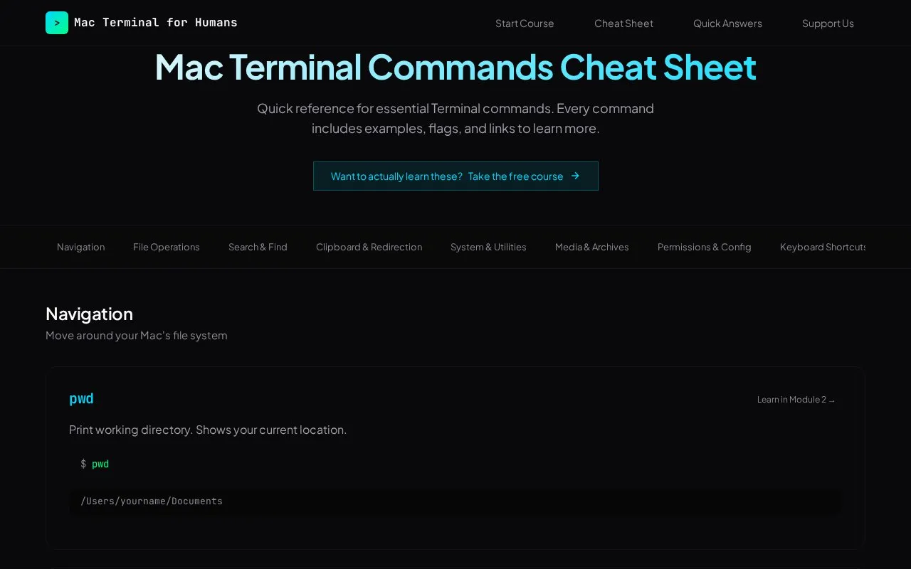 Mac Terminal for Humans homepage screenshot