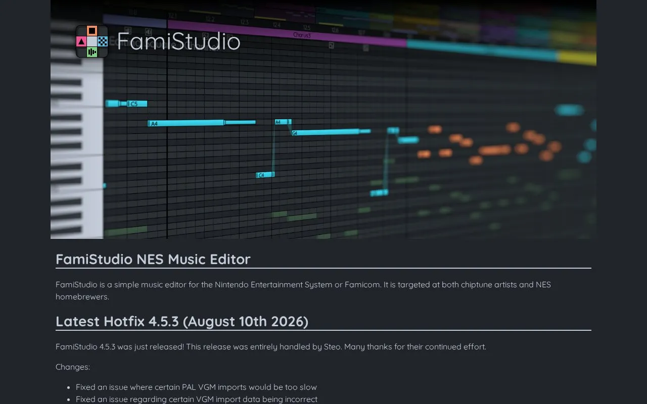FamiStudio homepage screenshot