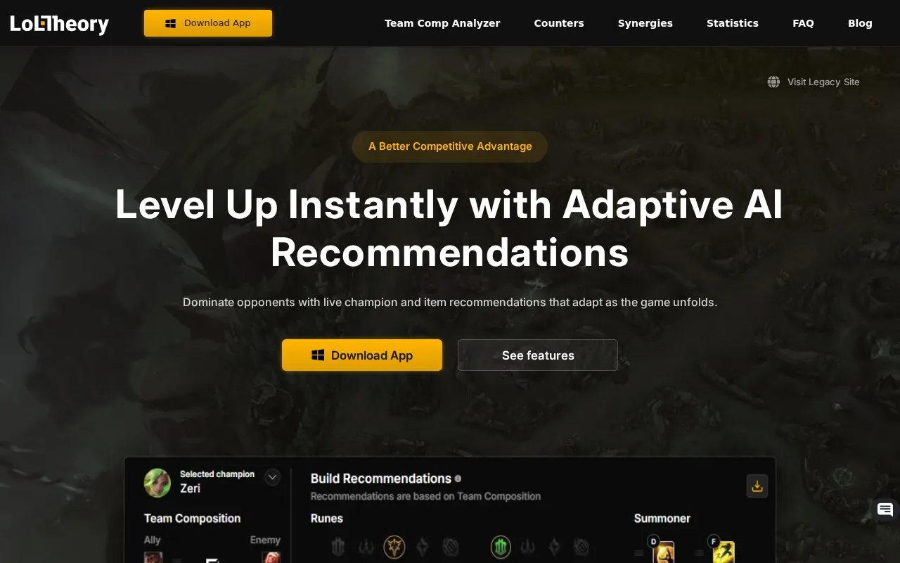 LoLTheory homepage screenshot