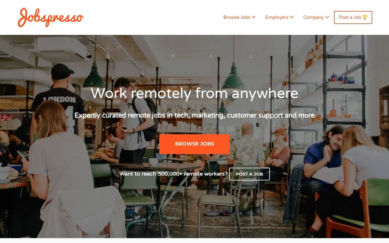 Jobspresso homepage screenshot