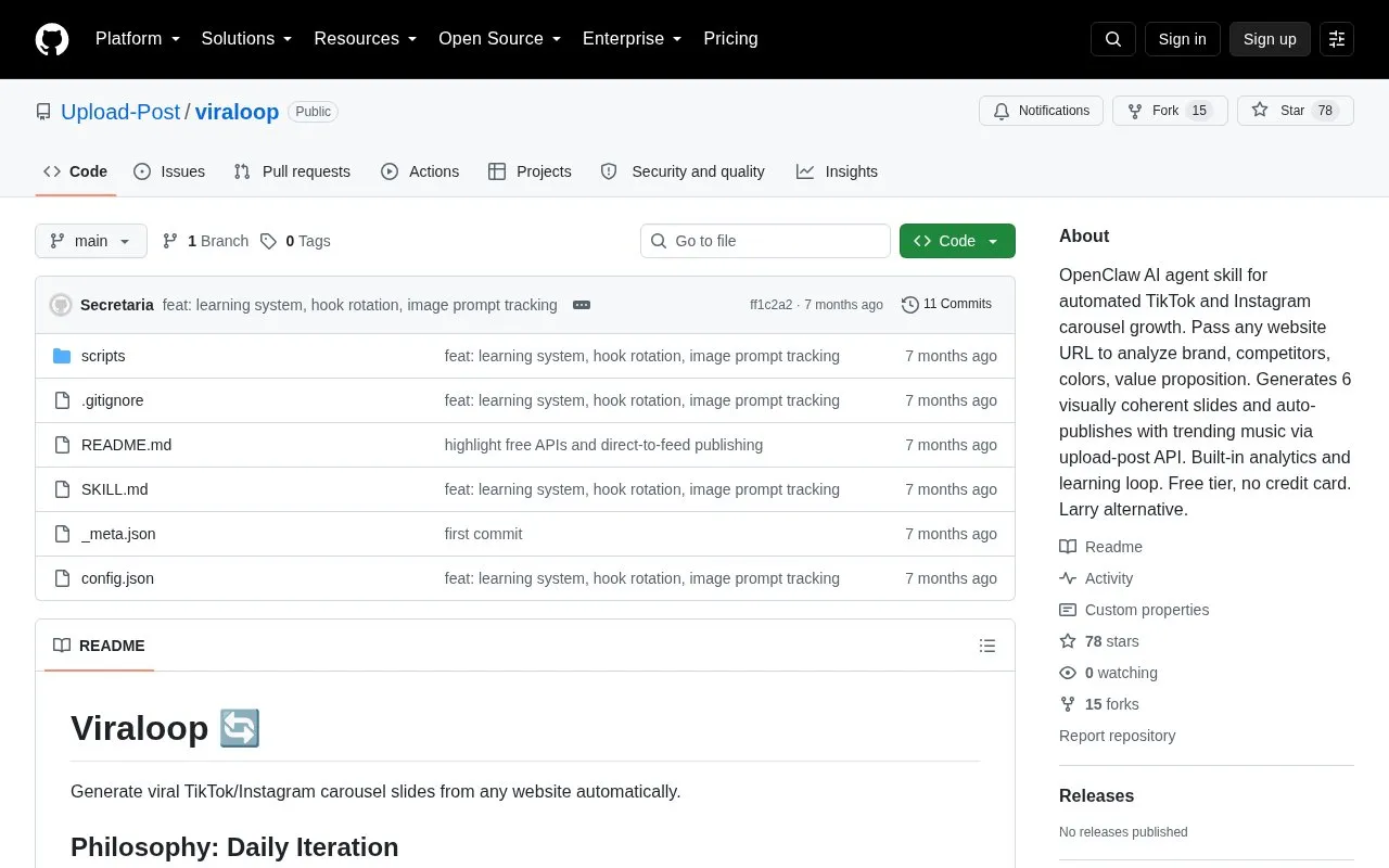 viraloop homepage screenshot