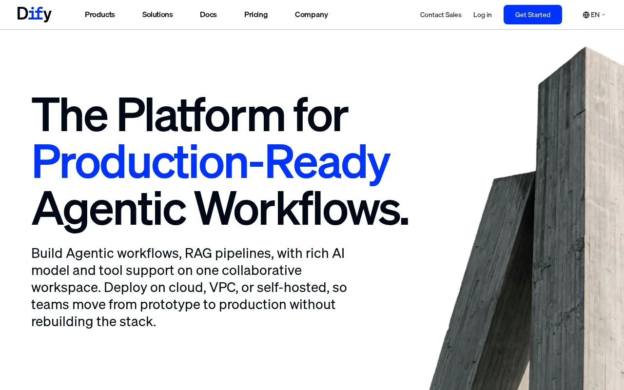 Dify homepage screenshot