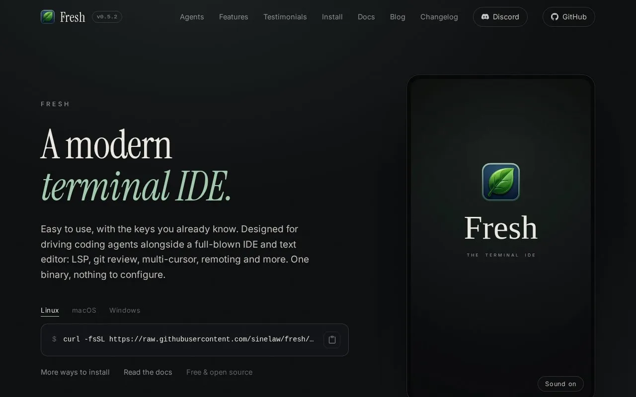 Fresh homepage screenshot