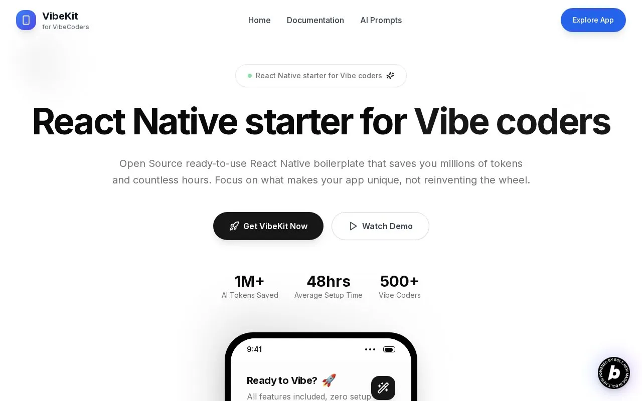 VibeKit homepage screenshot