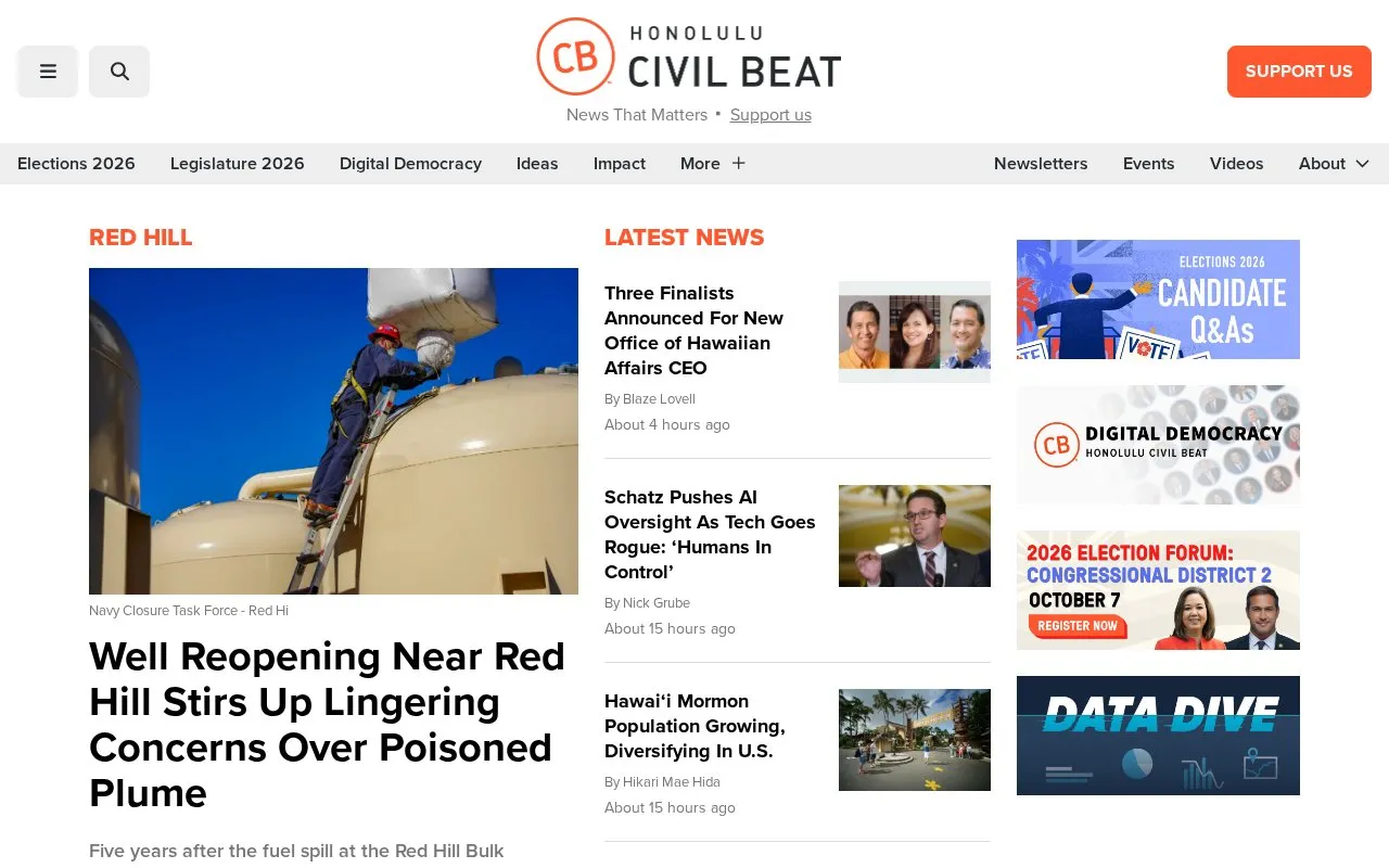 Honolulu Civil Beat homepage screenshot