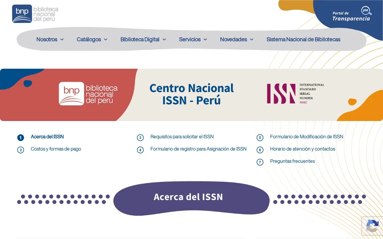 ISSN National Centre for Peru homepage screenshot