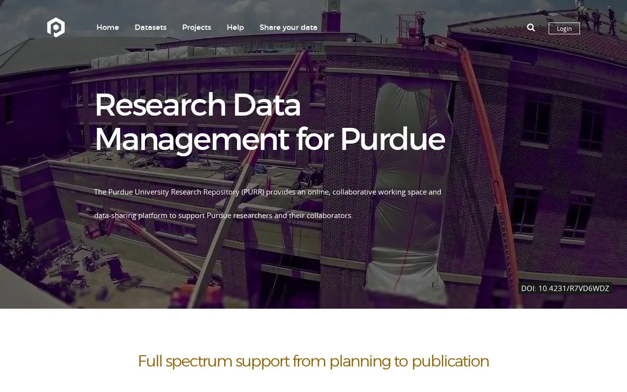 Purdue University Research Repository homepage screenshot