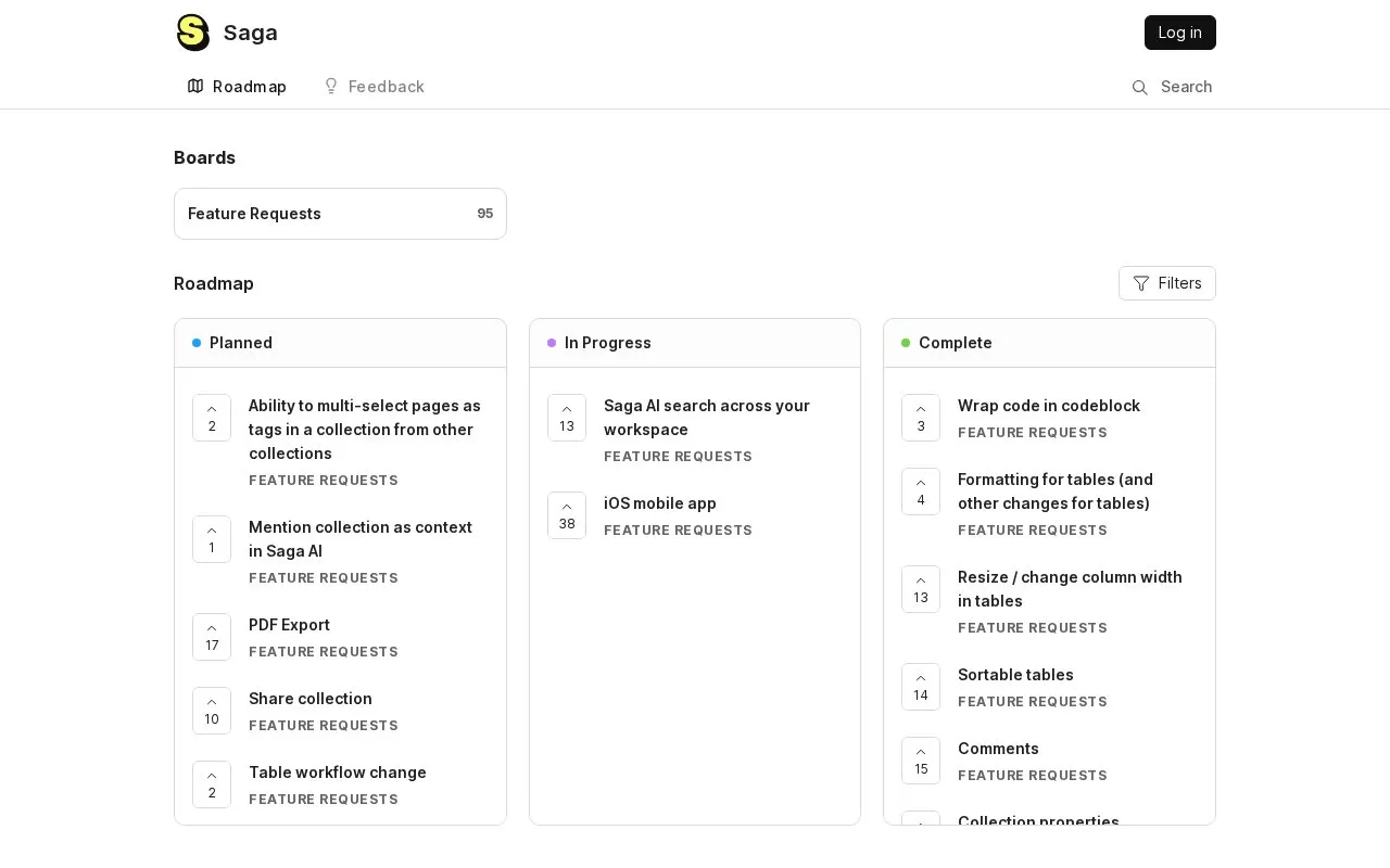 Roadmap homepage screenshot