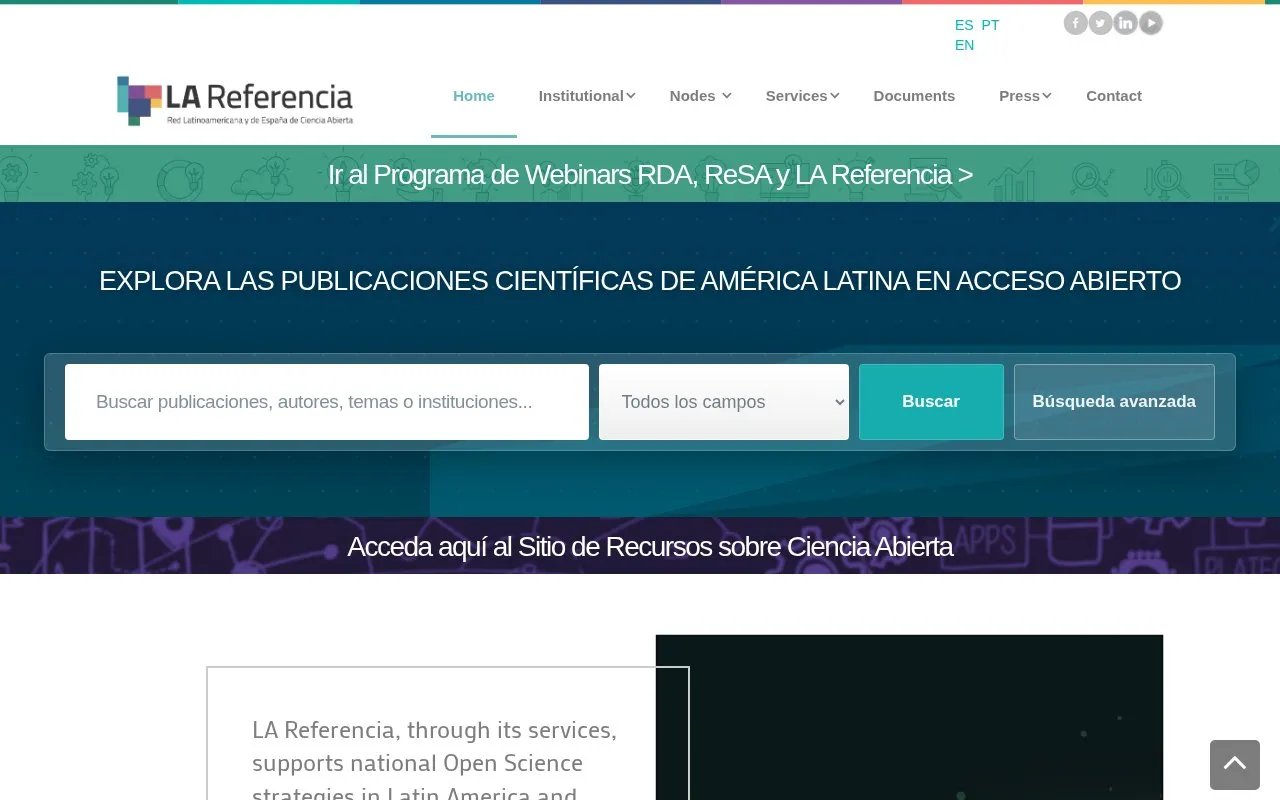 LA Referencia homepage screenshot