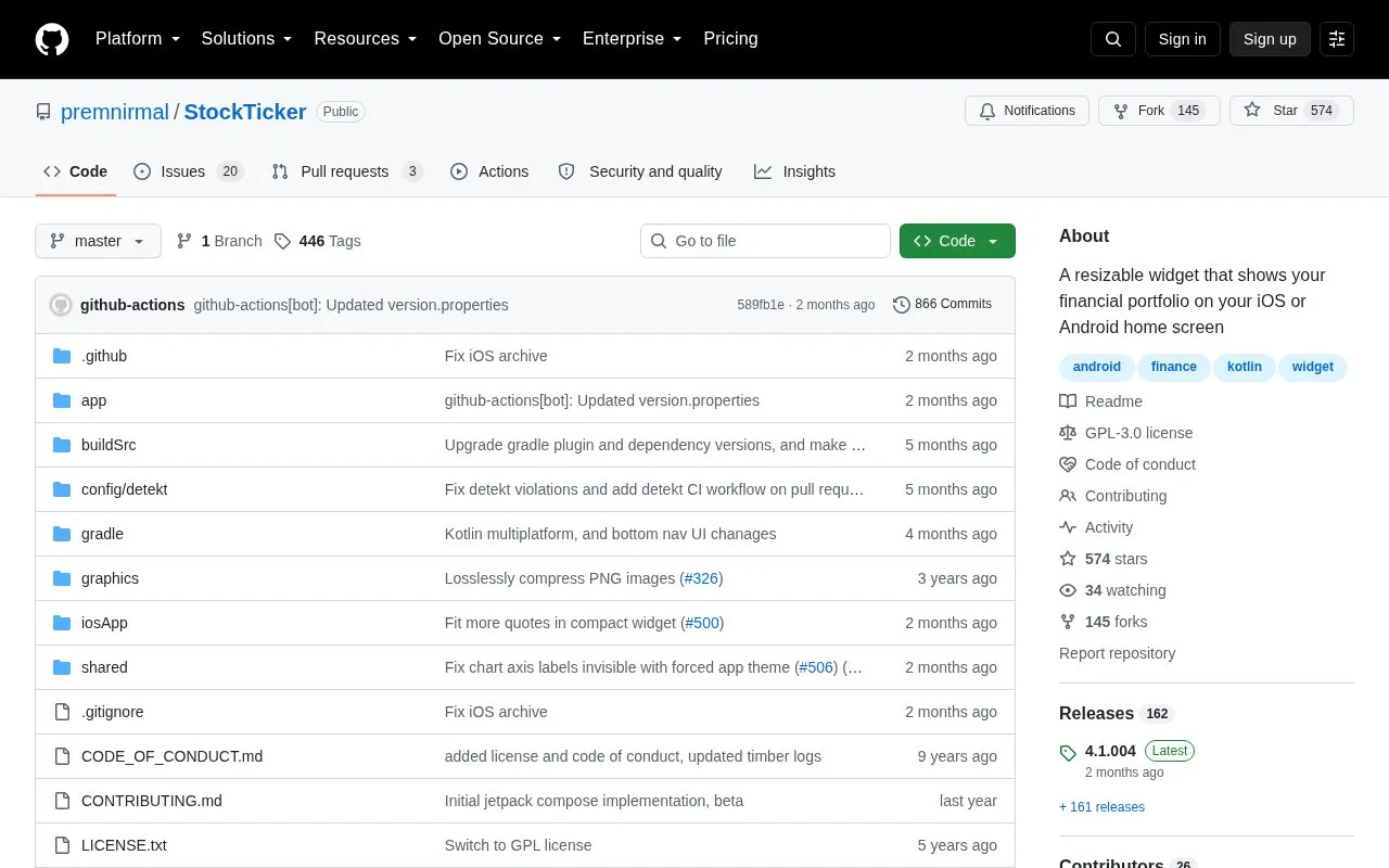 StockTicker homepage screenshot