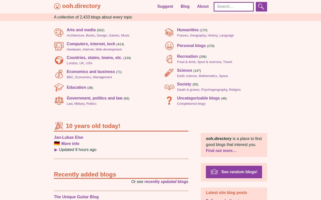 ooh.directory homepage screenshot